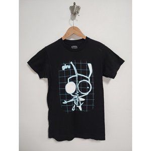 Invader Zim black neon blue Gir short sleeve T-shirt S